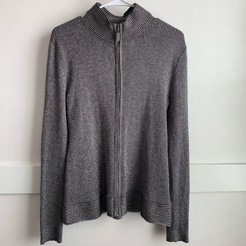 Belldini Gray Sparkle and Rhinestone Zipper Jacket